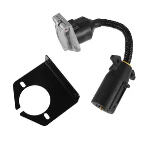 7 Pin Trailer Wiring Harness Extension Connector Vehicle-Side Truck Bed 7 Way RV Wiring Plug Harness Extension 7 RV Blade To 7 Round Pin Trailer Adapter