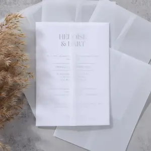 70 Pack Frosted Vellum Jackets for 5x7 Invitations Luxury Pre-Folded Vellum Paper 115GSM