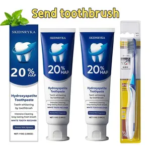 20% Hydroxyapatite Whitening Toothpaste — Deep cleaning for a brighter smile and fresh breath; ideal for daily oral care and health; travel-size portable pack; toothbrush set; great gift; unisex; includes a free toothbrush