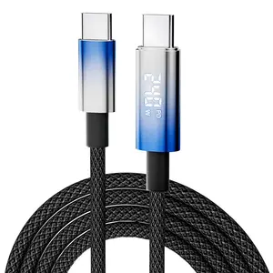 240w Fast Charging Type-C Data Cable LED Smart Display Phone Charger for Samsung Xiaomi Huawei Redmi Laptop PD Charging Line