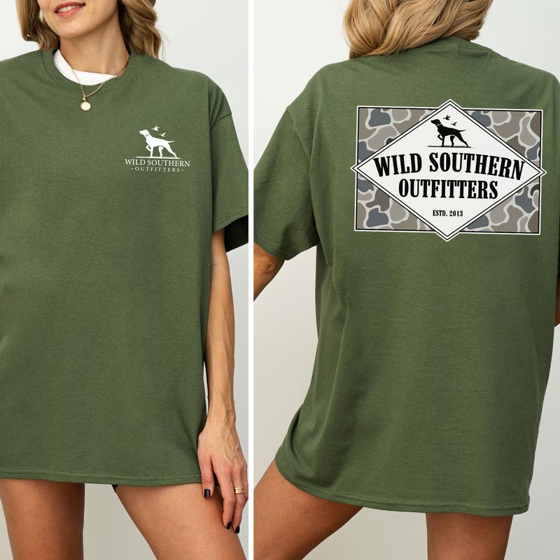 Wild Southern Camo Shirt, Classic Outdoor T-shirt, Simply Printed Graphic Shirt, Daily Casual Cotton Womenswear