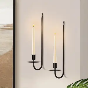 Candle Sconces Set of 2  Taper & Pillar Wall Candle Holder, Black Wall Sconces Set of Two  Decor for Entryway  Stair Corner, Living Room
