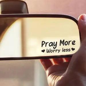 "Pray More Worry Less" Letter Design Car Sticker, Car Rearview Mirror Sticker, Car Window Decal, Windshield Sticker, Universal Car Decorative Accessories for Men & Women, Decal for Cars, Car Decals