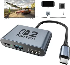 RUNTOGOL Portable Aluminum Alloy Switch 2 Docking Station, USB-C Dock with 4K@60Hz-120Hz HDR, 100W Max PD, USB Port for Switch, Steam Deck, ROG Ally X/Legion Go 1/2 Kit