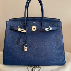 Pre-owned HERMÈS Clemence Leather Top Handle Birkin 35 Clemence 2007 Paladium Leather