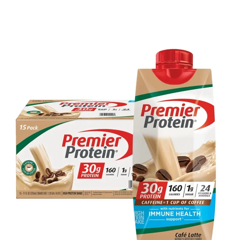 30g High Protein Shake Cafe Latte 11 fl oz 15 Pack with 160 Calories & 1g Sugar per Serving