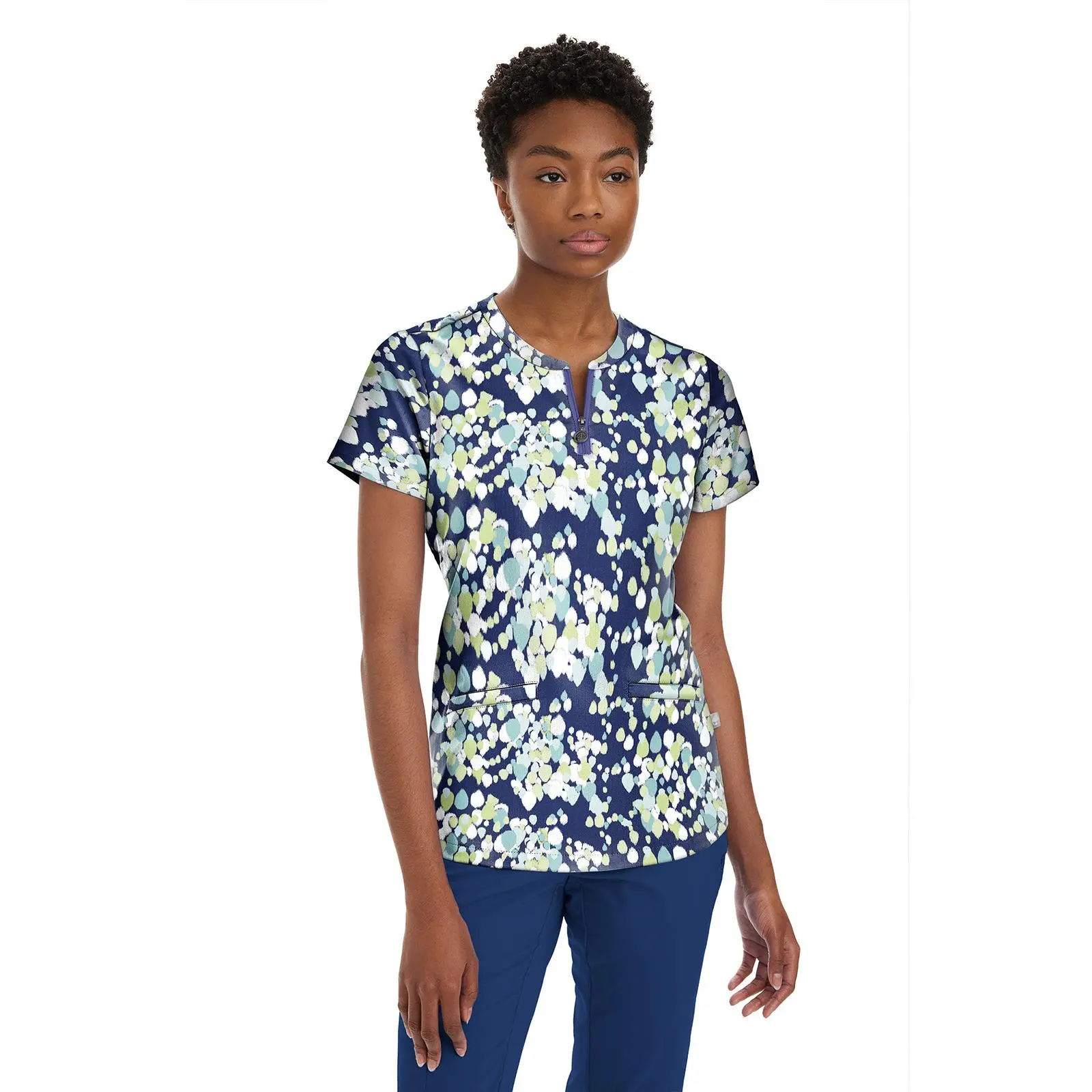 Healing Hands Purple Label Dew Drops Ivy Printed Scrub Top