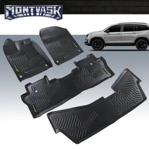 CROSSDESIGN TPE All Weather Floor Mats Liner Waterproof Durable Anti-slip Floor Mats Protection Fit for 2016-2022 Honda Pilot Floor Mats Black 4PCS
