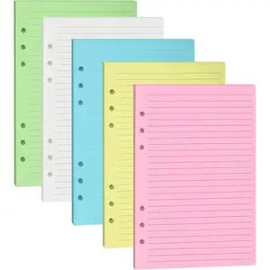 A5 Colorful Lined Filler Paper, 6-Hole Punched, 120GSM Loose-Leaf Paper and Planner Inserts for Notebooks, Journals, Study Notes, 50 Sheets/100 Pages