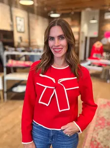 All I Want Bow Sweater in Red