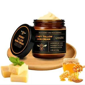 Organic Grass-Fed Beef Tallow Honey Balm - Natural Raw Honey, Beeswax Body Moisturizer for All Skin Types