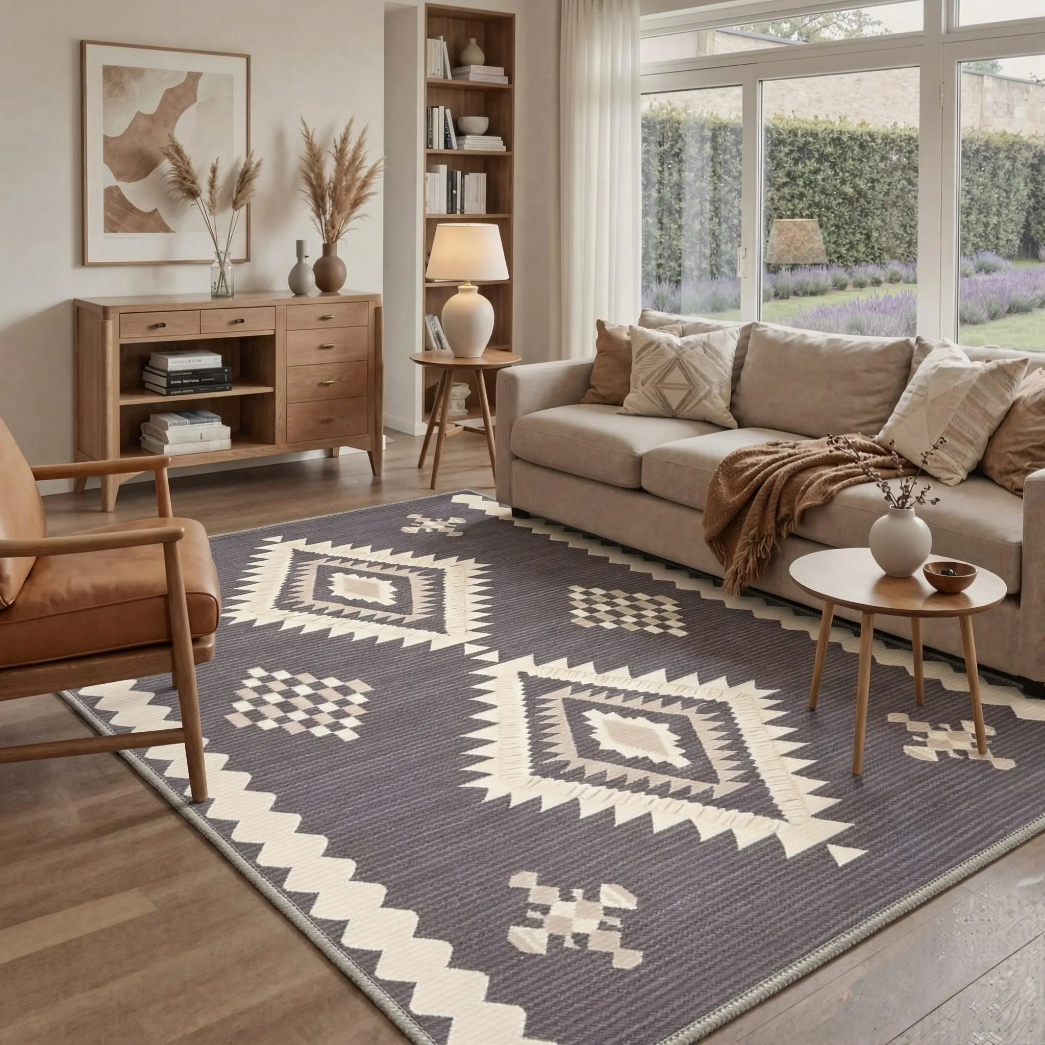【Back To School】GENIMO Area Rug – Pet Friendly, Non-Slip, Soft, Machine Washable Floor Rug, Home Carpet Ideal for Living Room, Bedroom, Kitchen, Hallway, Stylish Interior Decor ,ARP1964-NEXUS