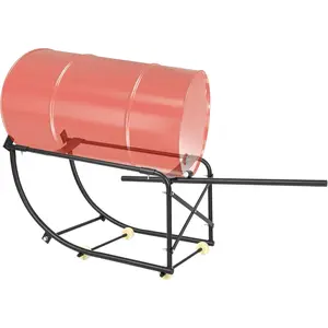 55 Gallon Drum Cradle 600lbs Drums Dolly Cart Drum Dispensing Stand Black 4 Wheel Powder Coated Steel