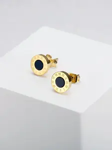 MONALLY Roman Numeral Detail Round Stud Earrings