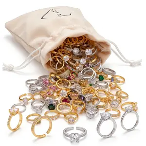 OLDT Multi-Finger Adjustable Ring Set - Assorted Thumb & Stacking Rings for Women, Trendy CZ Fashion Jewelry Bundle