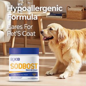BIOKIB SODBOST Pet Skin & Coat Care Powder – Antioxidant Supplement for Dogs & Cats, Allergy & Itch Relief, Reduces Shedding, Hypoallergenic, Easy-to-Digest Powder Formula