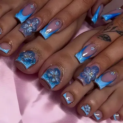 Blue Nails and Toes Matching Set TikTok Shop