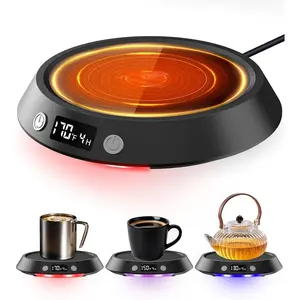 50W Electric Coffee Mug Warmer for Desk with 3 Temp Settings & 2-9 Timer Smart Cup Warmer, Candle Warmer Plate with LED Lights, Beverage Tea Milk Warmer for Home & Office