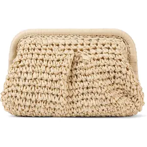 Straw Clutch Purses for Women Cloud Dumpling Pouch Straw crossbody Handbag Summer Beach Woven  Bags