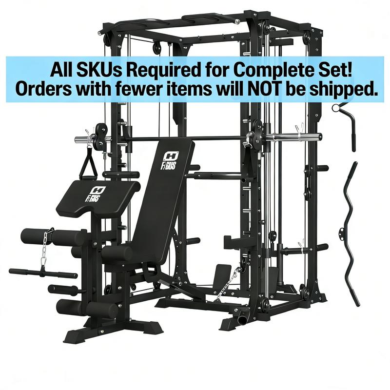 All-in-One Smith Machine Power Cage with Dual Cable Crossover, LAT Pulldown & Weight Stack System,Multifunctional Home Gym Machine with LAT Pulldown Adjustable Workout Equipment