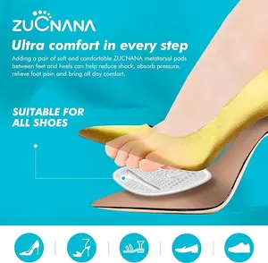 Ball of Foot Cushions (2 Pairs Gel Shoe Inserts), Heel Inserts for Women, Non Slip Heel Pads, Heel Cushions for Foot Pain Relief and Comfort | One Size Fits Any (Clear) Footwear Insoles Soft Bedroom