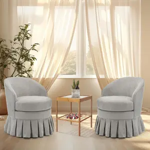 Gray Wood Dining Chair with Upholstered Cushion and Barrel Back Design Compact Armchair for Living Room