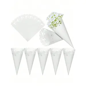 5 Wedding Paper Cones, Hollow Multicolor Confetti Paper Cones, Laser Cut Heart Pattern, Party Wedding Favor