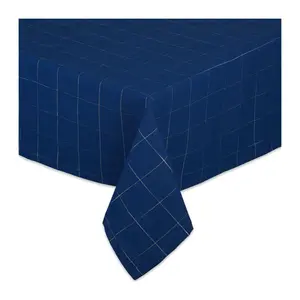 Design Imports 60" x 120" Blue Metallic Windowp ane Tablecloth