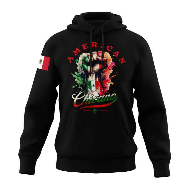 American Chicano Proud long sleeve black unisex hoodie