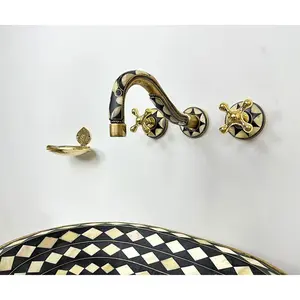 Handmade Brass Sickle-Shaped Wall Faucet – Timeless Moroccan Design