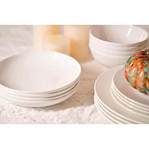 Dandilion 16-Piece Bone China Dinnerware Set – Radial Line Design Service for 4