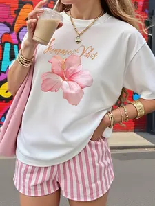 Summer Vibes Shirt, Hibiscus Flower T-Shirt, Tropical Summer Tee, Women's Casual Top, Multiple Colors Available, Hibiscus Flower Graphic Tee, "Summer Vibes" Floral T-Shirt, Beach Vacation Shirt, Casual Summer Floral Top, Hibiscus Lover Casual Tee