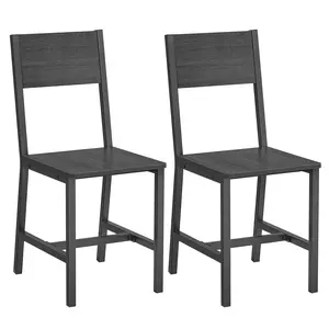 VASAGLE Dining Chair Set of 2, Rustic Wood Chairs with Metal Steel Frame