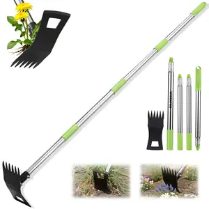 WORKPRO Weed Puller Tool with Long Handle – 2-in-1 Garden Hoe & Weed Rake, 29"-56" Adjustable Manual Weeding Tool, Uprooting Weed Remover Gardening Weeder Tools for Yard, Lawn, Patio and Garden