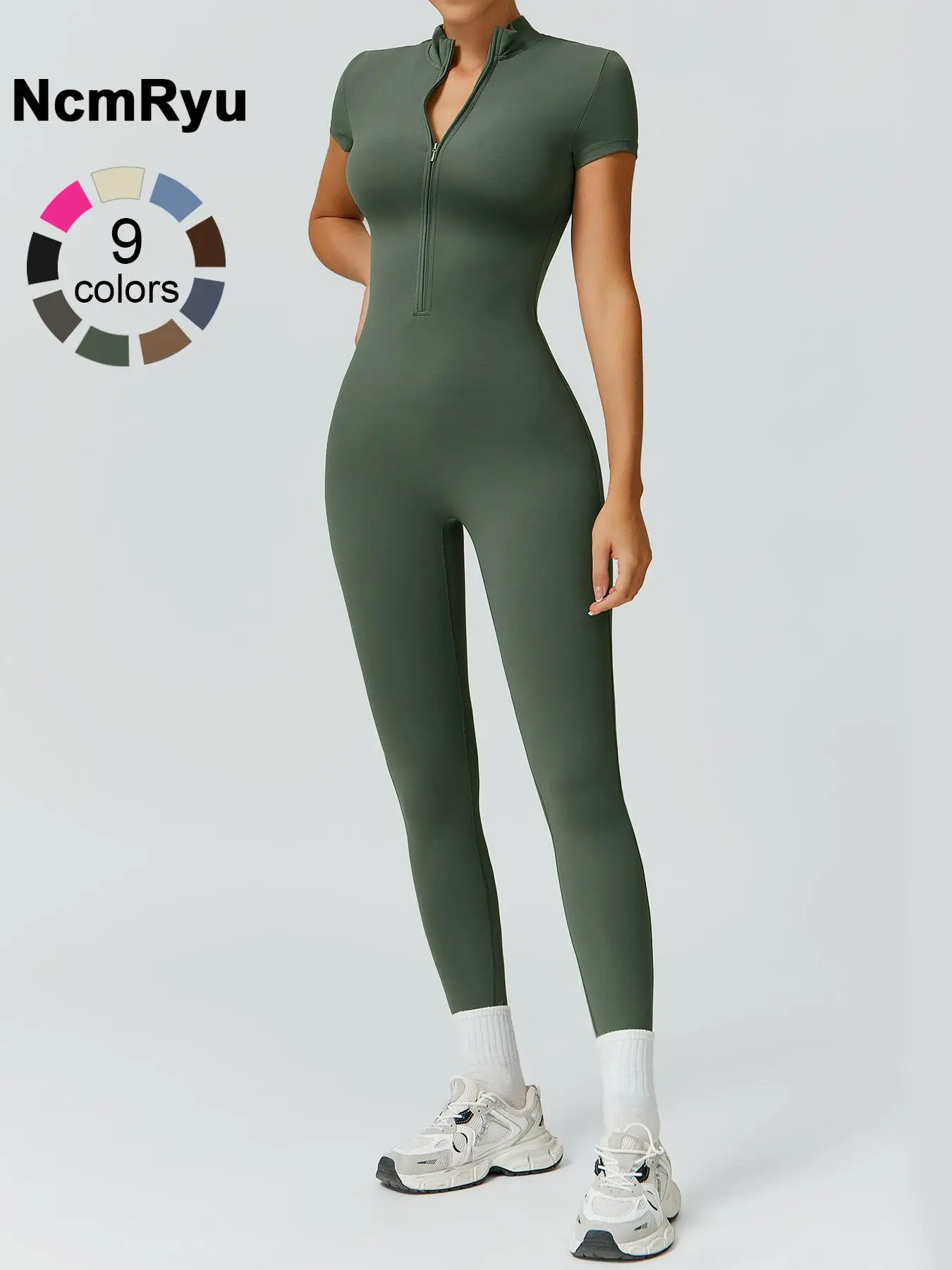 Women's High Elastic Soft Collar Half-Zip Tight Waist Tight Hip Yoga Suit Outdoor Running, Cycling, Mountaineering, Walking, Naked Body Clothes Gym Sp