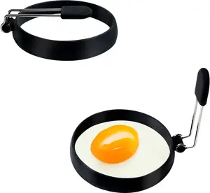 2 Pack Black Nonstick Silicone Egg Rings, Upgraded Le