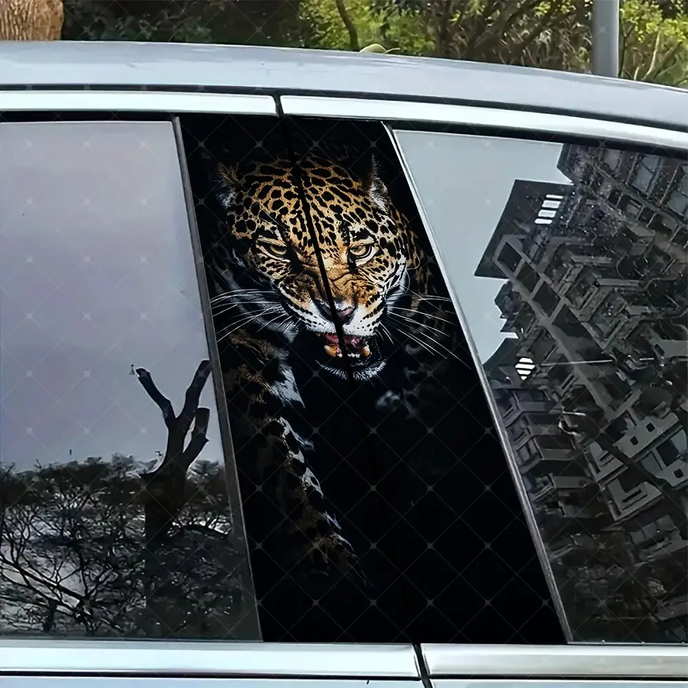 2pc Jaguar Car B Pillar Protection Sticker, Easy Peel & Stick, Sunproof Waterproof Scratch Resistant, Fits All Vehicles, Car Exterior Decoration, Universal Car Sticker, Car Decals