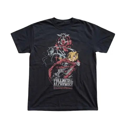 Gildan Men's and Women's T-Shirt, Vintage Fullmetal Alchemist: Brotherhood Graphic Tee, Fullmetal Alchemist T-Shirt, Unisex Gift Manga Anime Shirt, Gothic Grunge Y2K Emo Scene Amity Affliction Style Clothes Menswear Womenswear Streetwear