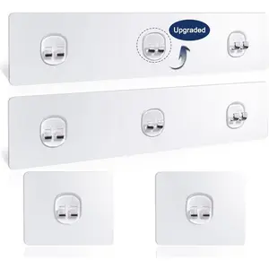 Shower Caddy Adhesive Replacement, 4 Pack Strong Adhesive Shower Hooks, Water-Proof Shower Adhesive Strips, No Drilling for Corner Shelf Basket, Bathroom Storage Shelves and Kitchen Racks