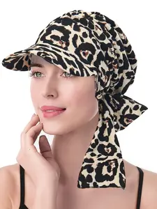 1pc Vacation Style Floral Visor Turban, Adjustable Bow Hair Wrap, Casual All-Season Baseball Cap, Street Fashion Accessory