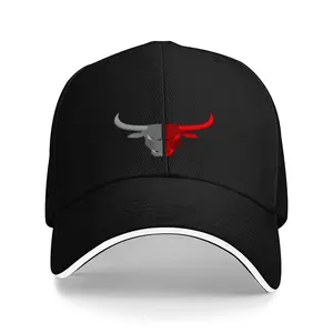 A gray and red two-tone patterned cow head hat, unisex, suitable for all seasons, travel hat