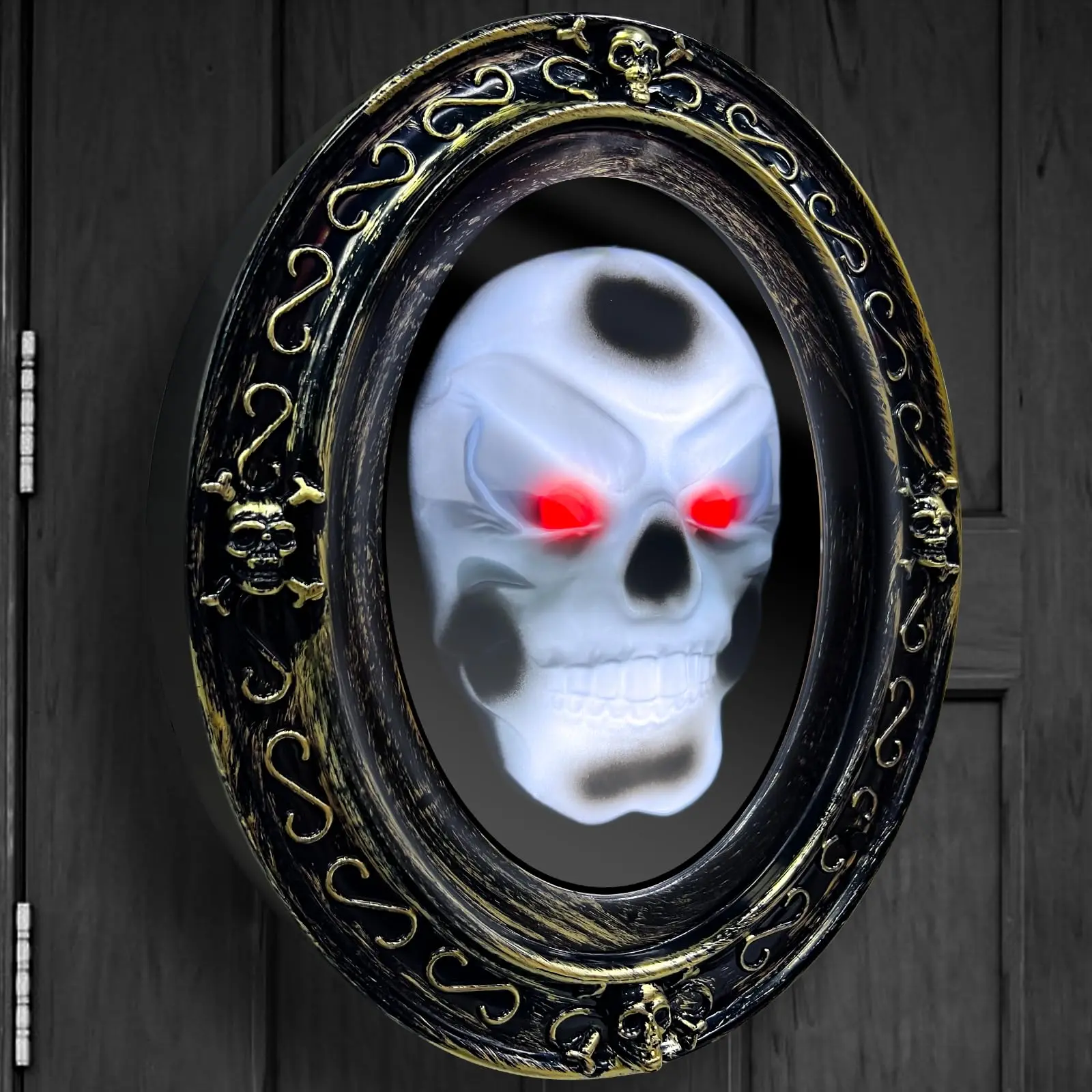 TURNMEON Halloween Animatronic Haunted Mirror, Motion Sensor Talking Magic Mirror with Creepy Sounds & Glow, Wall Mounted Horror Prop for Indoor Outdoor Haunted House Decor