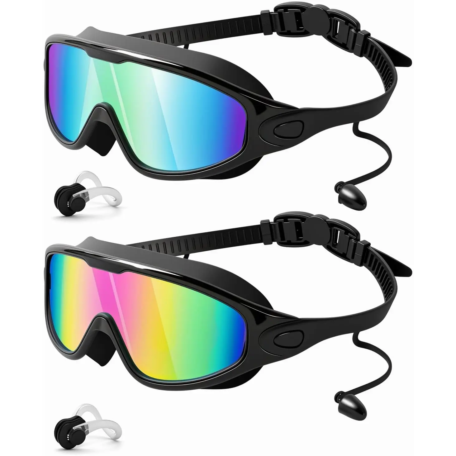 2-Pack Competitive Swim Goggles - Adjustable Strap, 180° Wide View, Anti-Fog Lens, UV Protection, Hydrodynamic Shape, Ergonomic Design, No-Leaking Water Goggles for Adult Training & Swimming Accessories