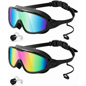 2-Pack Competitive Swim Goggles - Adjustable Strap, 180° Wide View, Anti-Fog Lens, UV Protection, Hydrodynamic Shape, Ergonomic Design, No-Leaking Water Goggles for Adult Training & Swimming Accessories