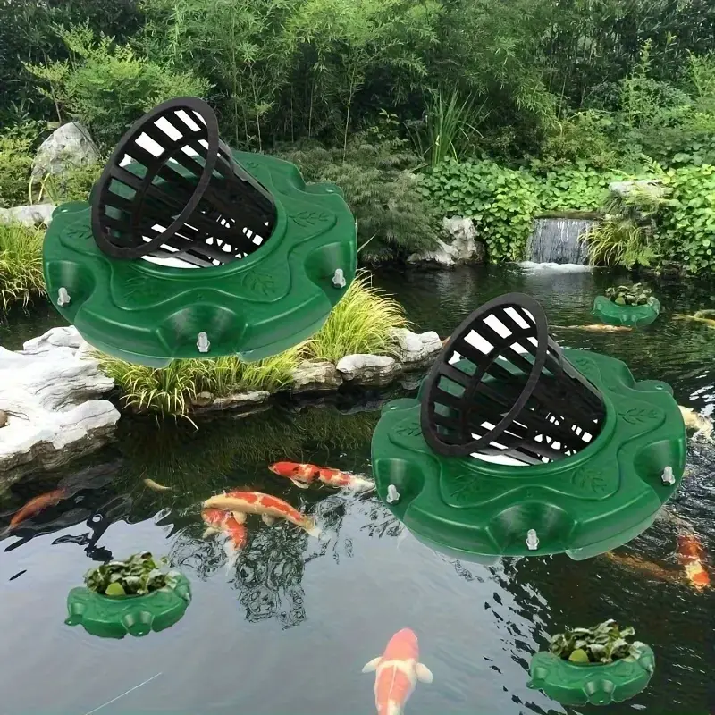 2pcs Floating Island Pond Planters, Hollow Dual-Color Pot Style for Aquatic Plants, Hydroponic Aquatic Cultivation, Eco-Friendly Water Purification, River Beautifier
