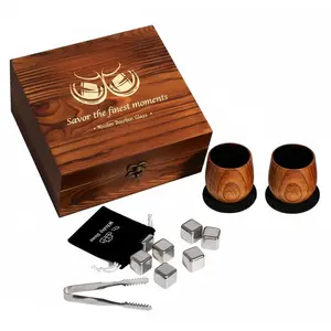 Christmas & Holiday Whiskey Gift – Handcrafted Charred Wooden Bourbon, Thoughtful Present For Dad, Boyfriend, Father & Friends – Bourbon Gift For Men,oak wooden cup