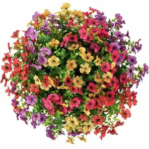 8pcs Realistic UV-Resistant Fake Flowers, Artificial Outdoor Flowers, Indoor Outdoor Decorative Plant, Perfect for Home Garden Weddings Parties Desk Decoration, Realistic Faux Flowers