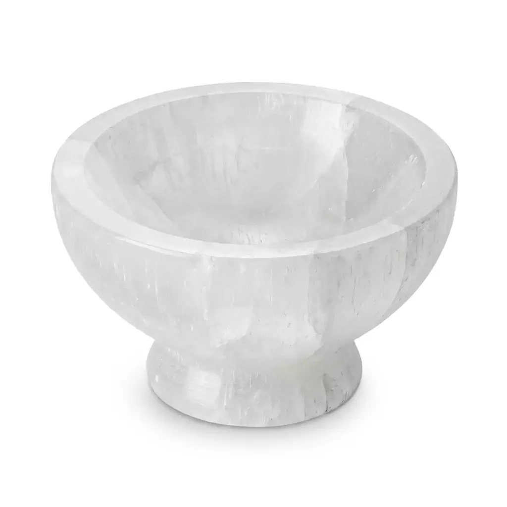 Selenite Stand Bowl — Crystal Charging Station Pedestal Display