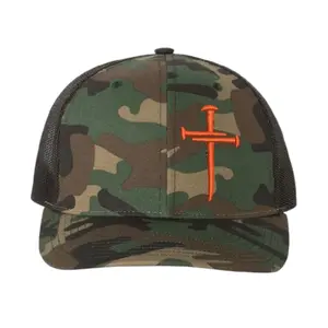 Jesus Christ Christian Hat for Men Women Jesus Christian Cross Cross Camo Orange Hat with Challenge Coin Free 4" Decal Machine Washable Snapback