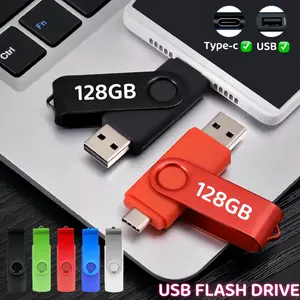 128GB Portable SSD USB Flash Drive, 2-In-1 OTG Solid State Drive with USB and Type C, Compatible with Smartphone, Tablet, Laptop, USB Memory Stick